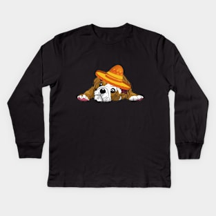 Cute dog bulldog mexico cinco de mayo Kids Long Sleeve T-Shirt